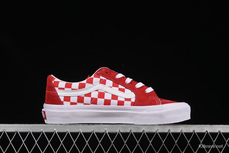 Vans Sk8-Low White Red Checkerboard Slip-Resistant Casual Skate Shoes - VN0A4UUK4W9