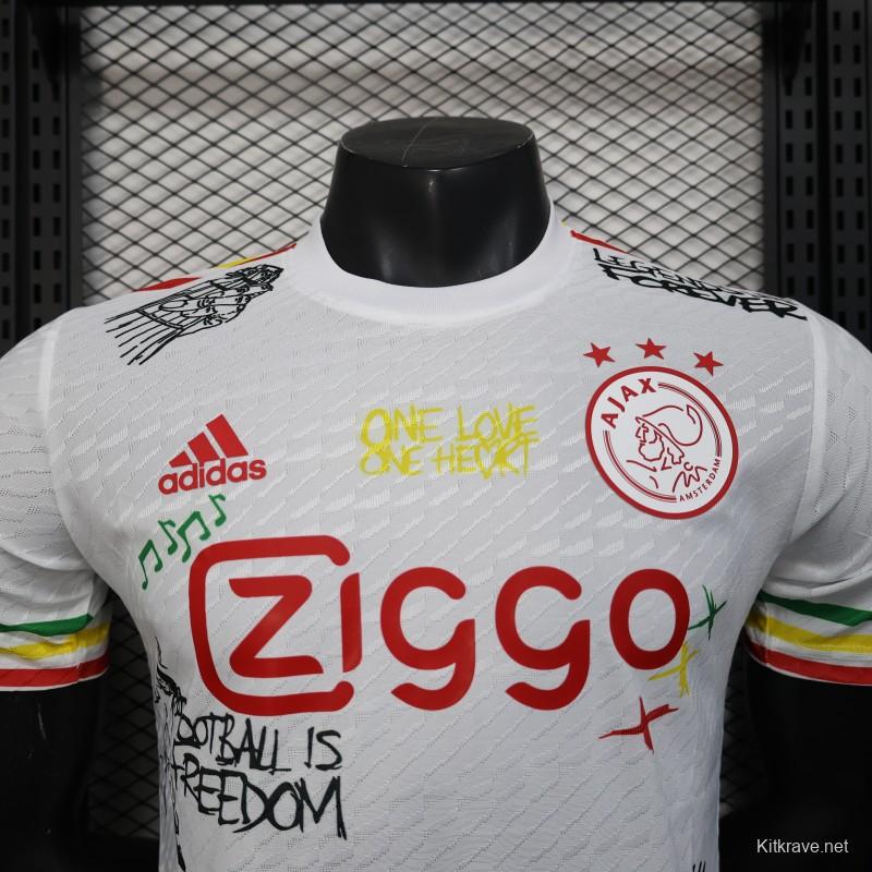 Player Version 25/26 Ajax White Jersey with Bob Marley Tribute Design