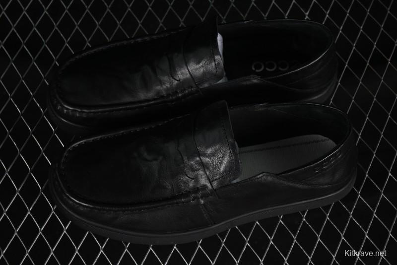 ECCO Soft Moc Summer Genuine Leather Breathable Slip-On Driving Shoes - 63516801001