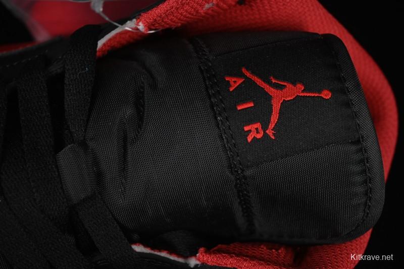 Nike Air Jordan 1 Mid AJ1 Black Red Mid-Top Casual Sneakers - DQ8426-067