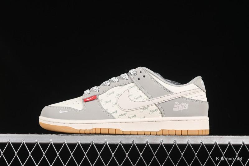 Nike SB Dunk Low Stussy Collaboration Cartoon Gum Anniversary Custom Low-Top Casual Skate Shoes - JJ2508-557