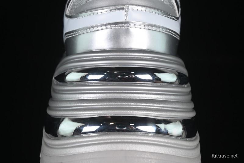 GG-CC Chunky Low Casual Fashion Sneakers with Thick Sole and Height Increasing Design - 2607 Silver