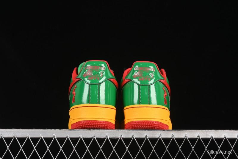 Nike Air Force 1'07 Low Lil Yachty Collaboration Casual Sneakers with Patent Leather and Multicolor Design - IH4383-300