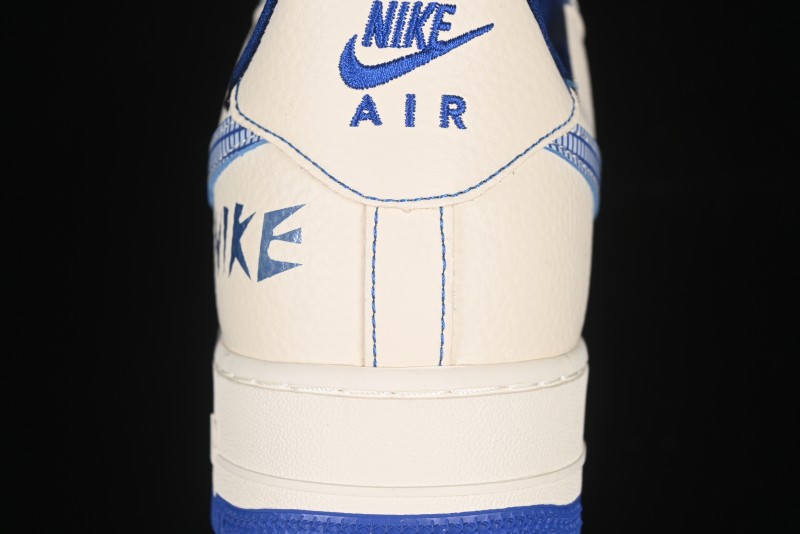 Nike Air Force 1'07 Low Casual Sneakers with Blue Line Ghost Face Design - DF0188-053