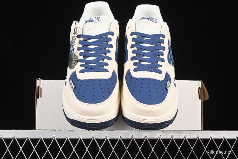 Nike Air Force 1'07 Low Balenciaga Collaboration Blue Woven Label Low-Top Casual Sneakers - DF0188-062