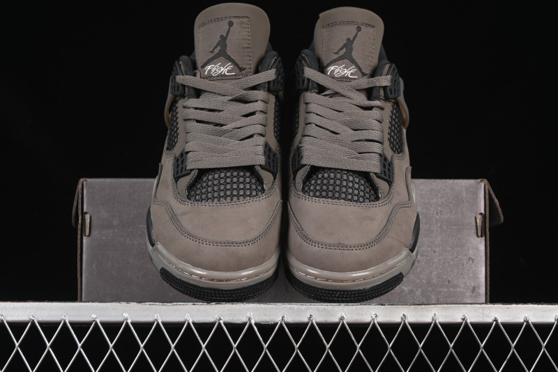 Nike Air Jordan 4 Retro Sneakers in Cave Stone Brown Suede with Black Mesh - FV5029-200