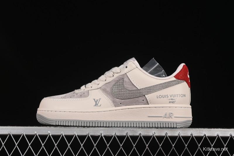 Nike Air Force 1 '07 Low LV Collaboration Beige Grey Snake Swoosh Casual Sneakers - XX3168-130