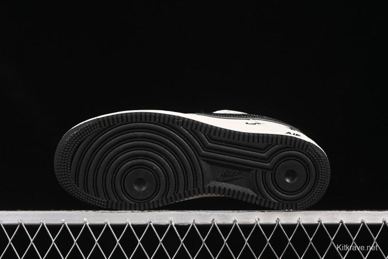 Nike Air Force 1'07 Low Stussy Collaboration Black Swoosh Casual Sneakers - HH7518-059