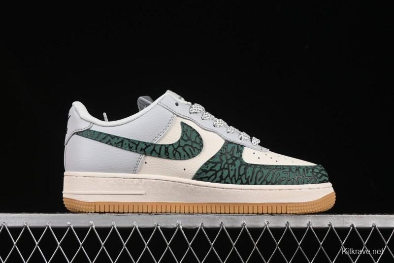 Nike Air Force 1 '07 Low LV Collaboration Green Stone Grain Gum Sole Casual Sneakers - ZH2598-306