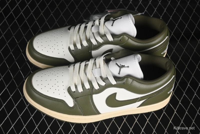 Nike Air Jordan 1 Low AJ1 Military Green White Casual Lifestyle Sneakers - DC0774-122