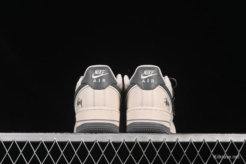 Nike Air Force 1 '07 Low Stussy Collaboration Pig Grey Swoosh Grey Sole Casual Sneakers - XX3168-126