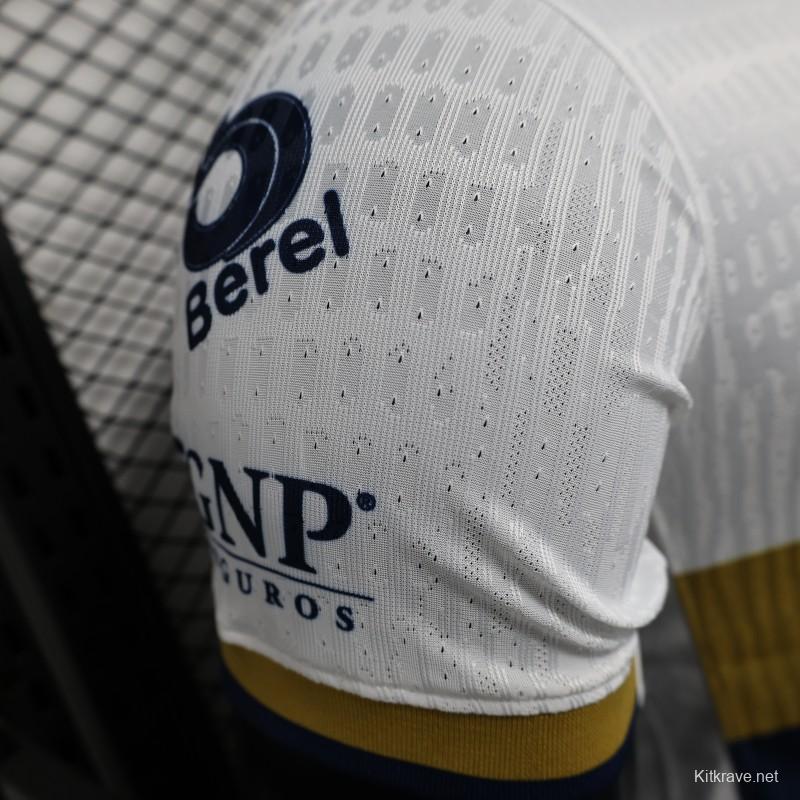 Player Version 25/26 Club America Away White with Navy and Gold Eagle Crest Jersey