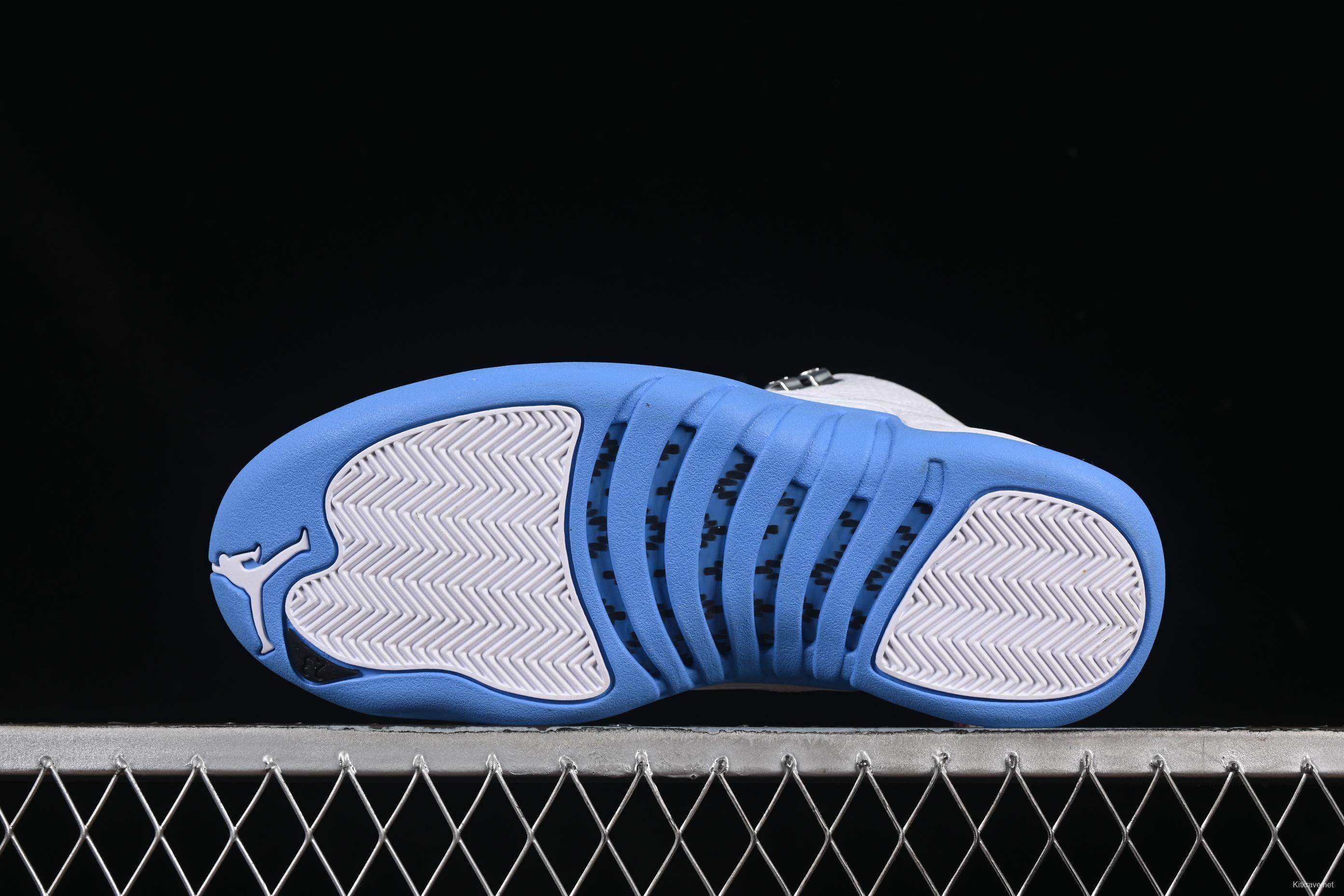 Nike Air Jordan 12 Retro Basketball Shoes in White University Blue - CT8013-112