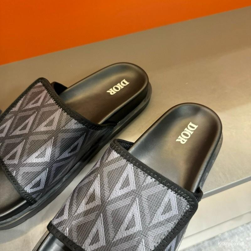 2024 Dior Black Mesh Slippers MJ00180