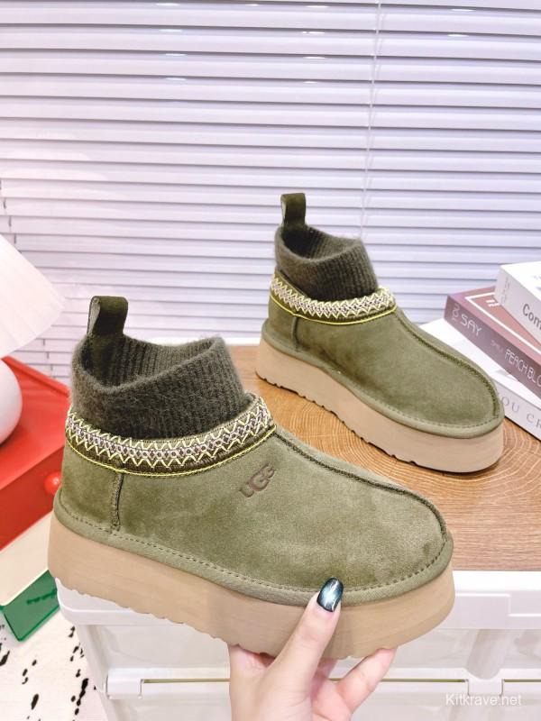 2024 Women UGG Olive Suede Wool Sock Boots MJ00230