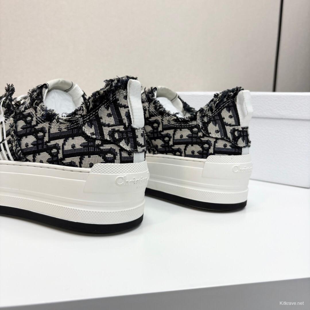 2025 Women Dior Black Grey Canvas Casual Sneaker LY00300