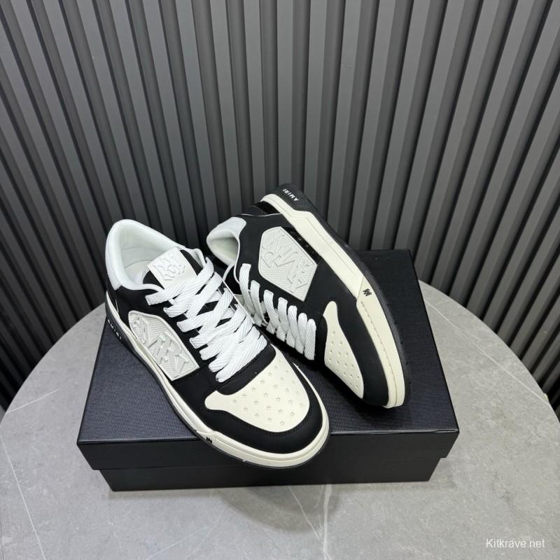 2025 Unisex Amiri Black White Leather Sneakers MJ00360