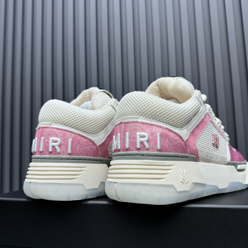 2024 Unisex Amiri Pink White Mesh Suede Sneakers MJ00360