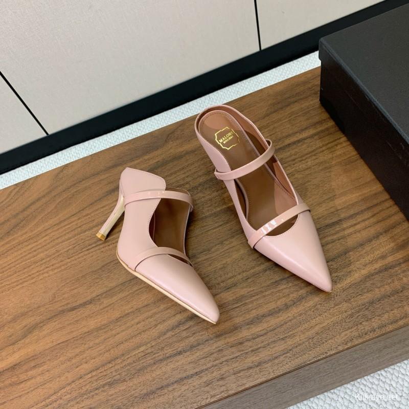 2025 Women Malone Souliers Pink Leather Mid Heel