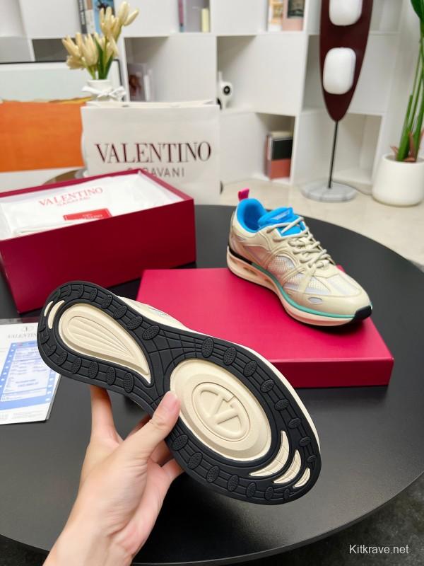 2024 Unisex Valentino Blue Beige Mesh TPU Sneakers Vlogo LY00410