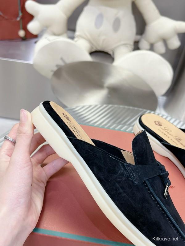 2024 Slippers LP Black Suede Loafers