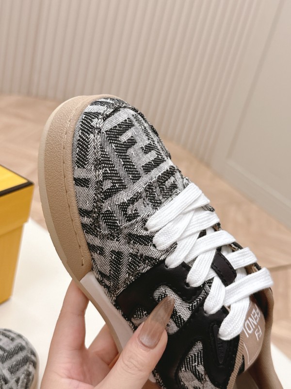 2025 Unisex Fendi Black Grey Brown Leather Fabric Plimsolls FD Match LY00350(F)/LY00360(M)