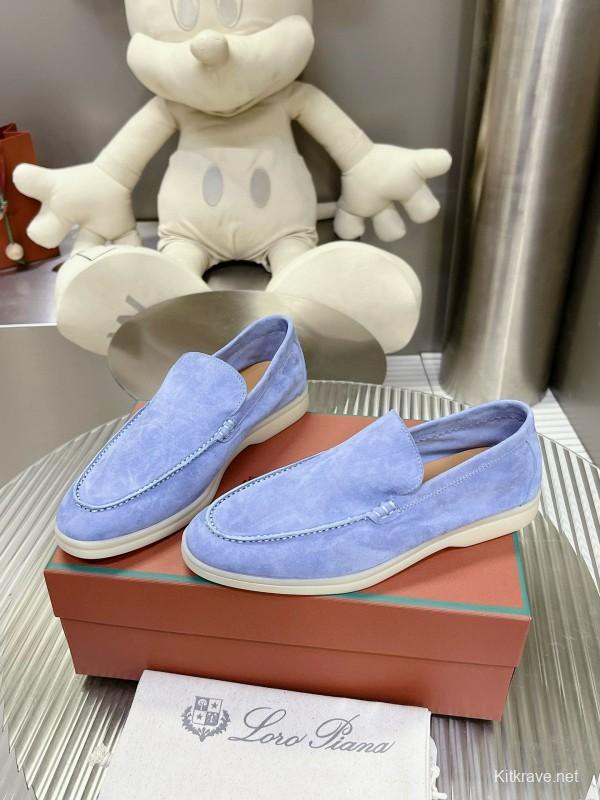 2024 Unisex LP Light Blue Suede Loafers MJ00270