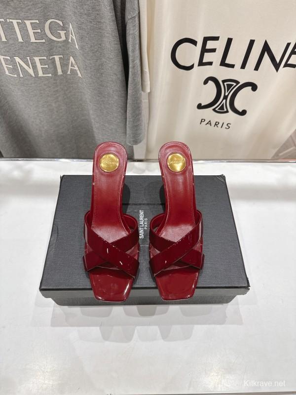 2025/Women Yves Saint Laurent Red Patent Leather Elegant High Heel Sandals LY00360(F)