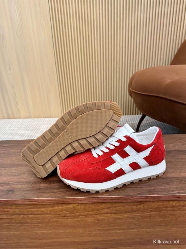 2025 Unisex HOGAN Red White Suede Sneakers