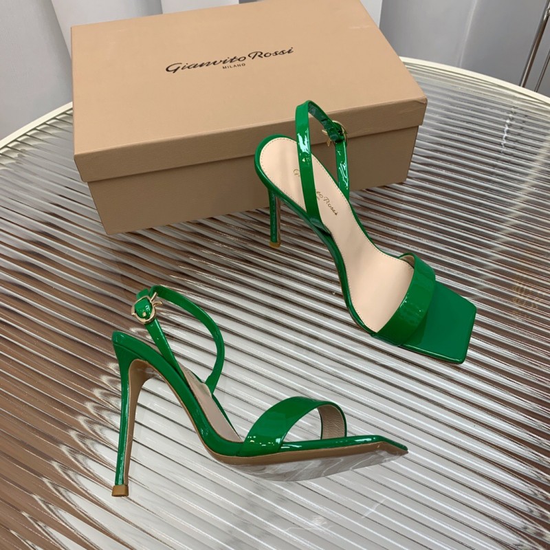 2025 Women Gianvito Rossi Green Patent Leather Sandals