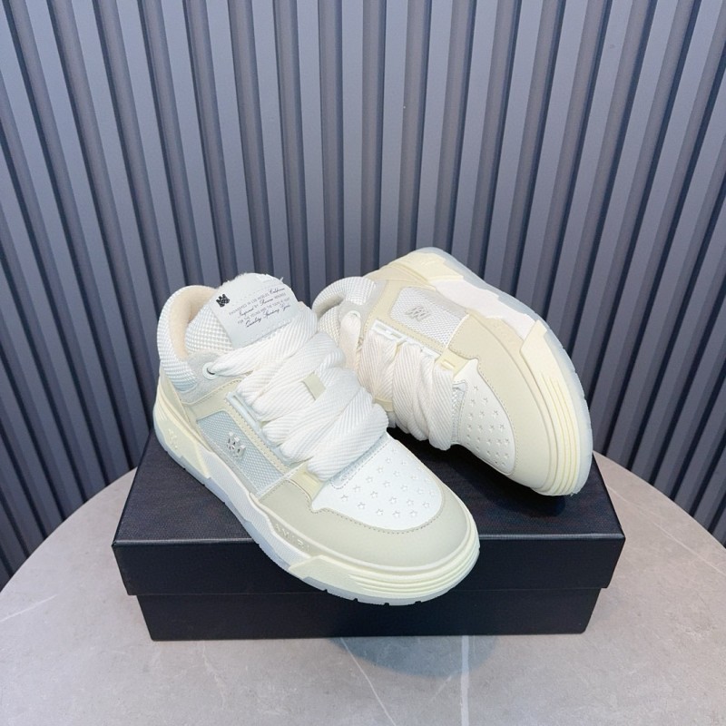 2024 Unisex Amiri White Mesh Leather Sneakers MJ00360