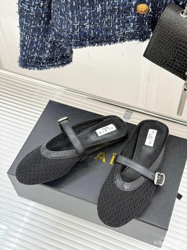 2025 Slippers YSL Black Mesh Leather