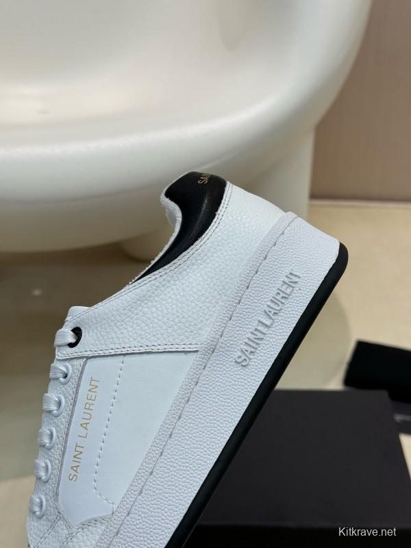 2024 Unisex Yves Saint Laurent white black leather sneakers