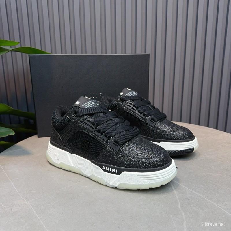 2024 Men Amiri Black Mesh Leather Sneakers MJ00360
