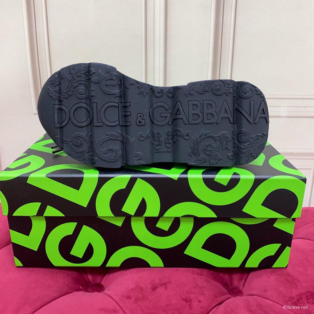 2025 Unisex Dolce & Gabbana Black Silk Leather Lycra Sneakers DG00330(F)/LY00340(M)