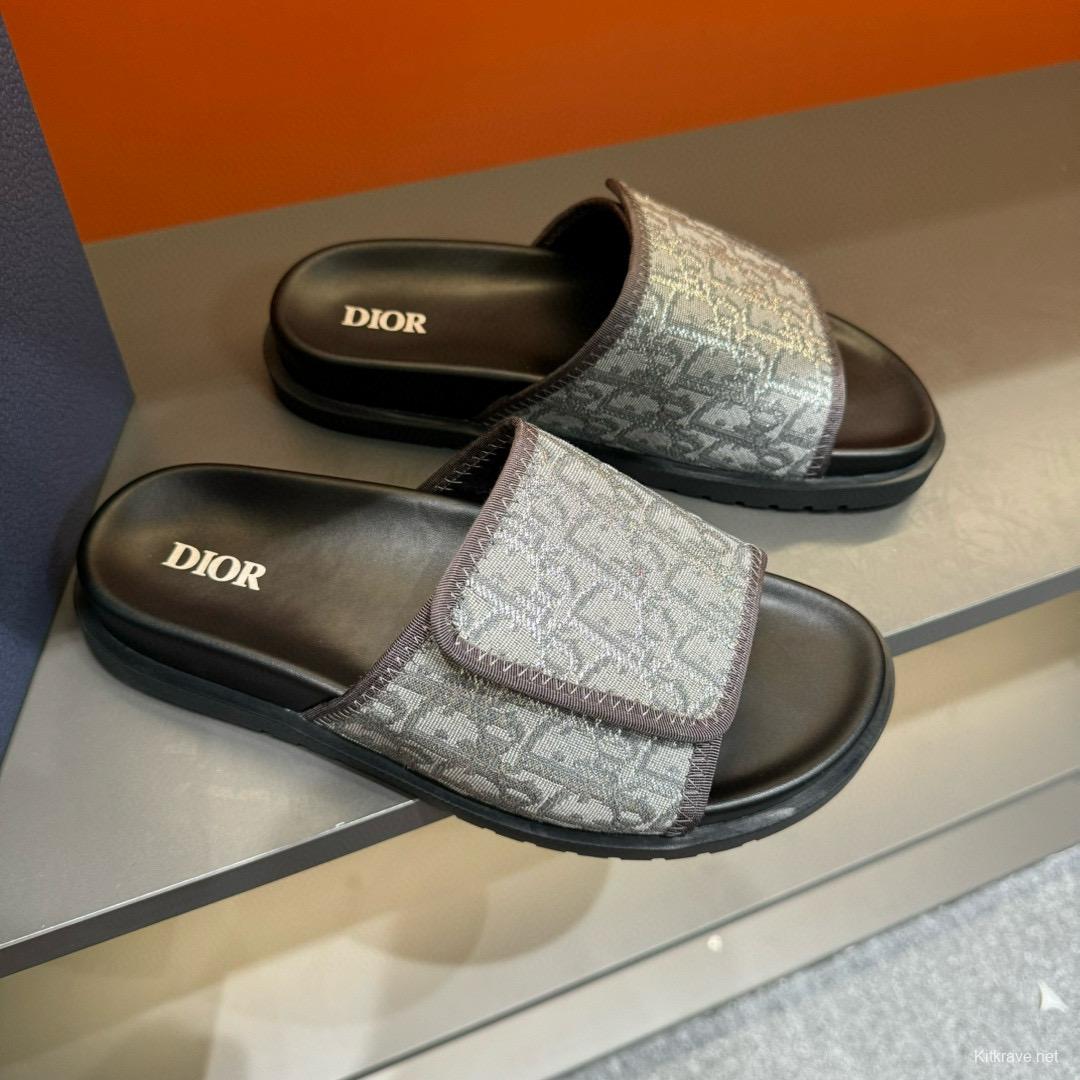 2024 Slippers Dior gray fabric Slippers MJ00180