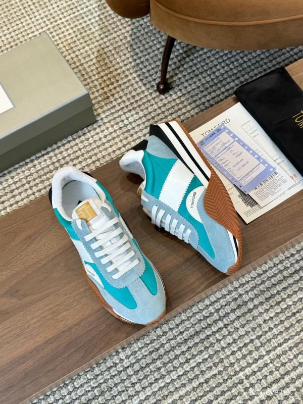2025 Unisex TOM FORD Blue White Black Suede Leather Sneakers LY00360(F)/LY00370(M)
