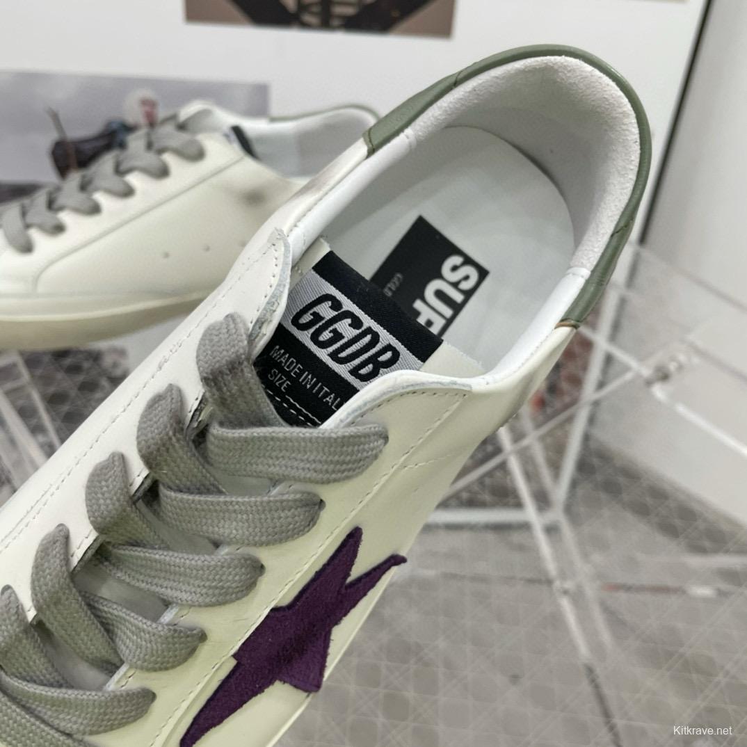 2025 Women GGDB White Purple Leather Sneakers