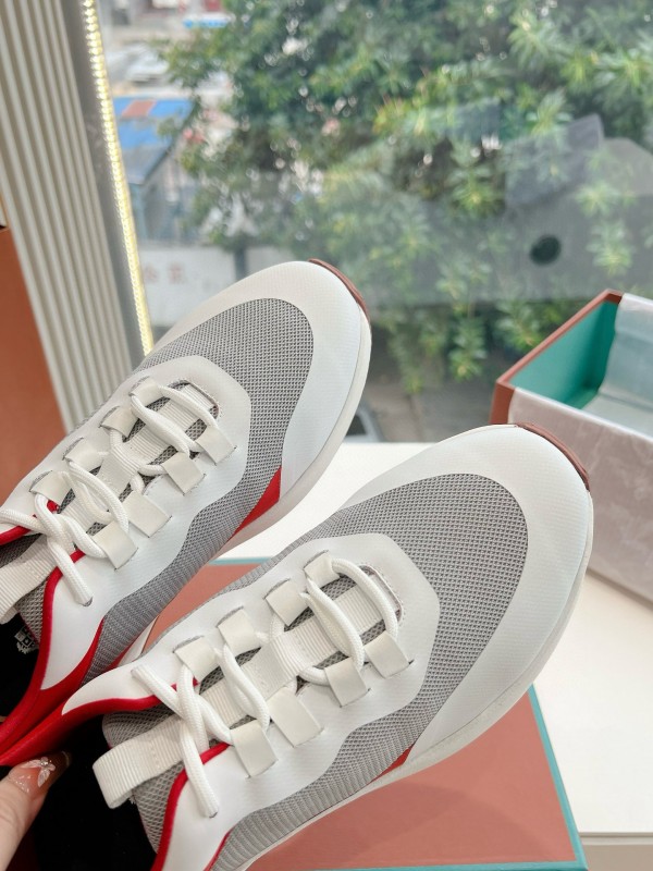 2024 Unisex Le Parmentier Red White Black Mesh Leather Sneakers