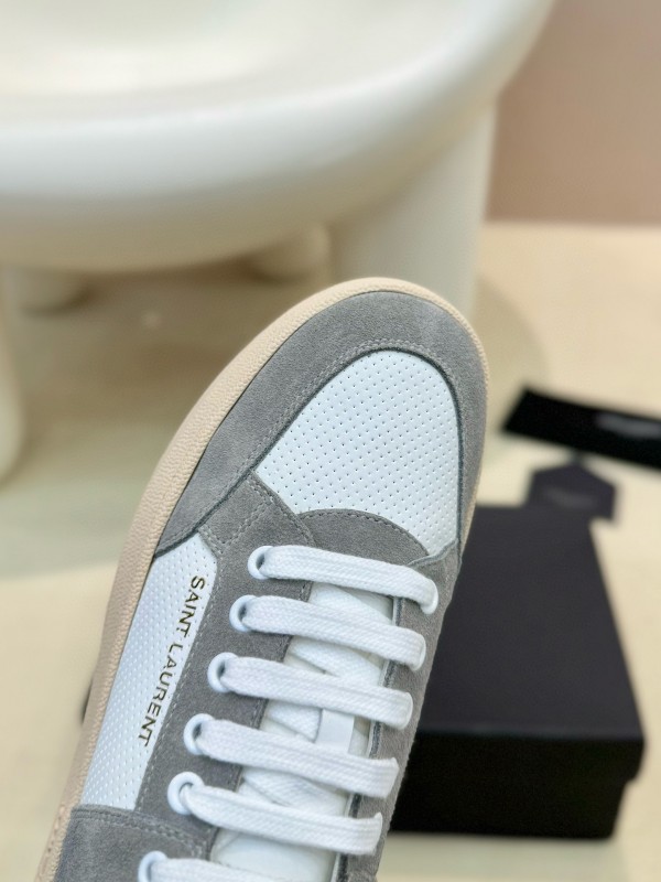 2024 Unisex Yves Saint Laurent White Grey Suede Leather Mesh Sneaker MJ00350