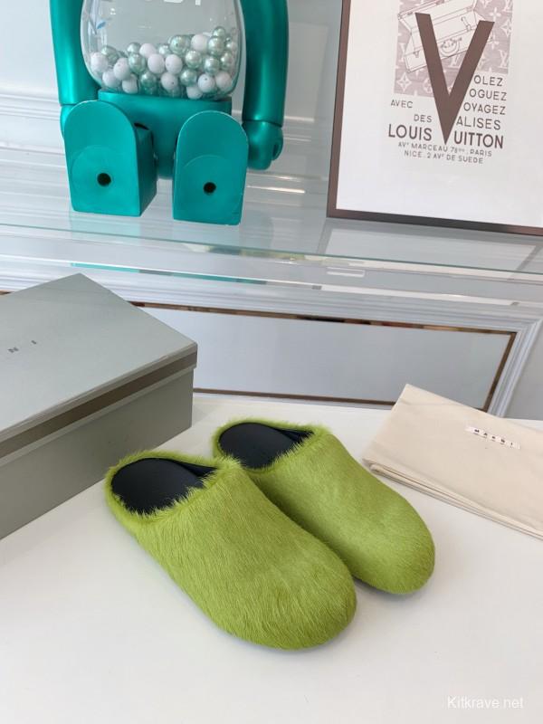 2024 Slippers Marni Green Horsehair Slippers