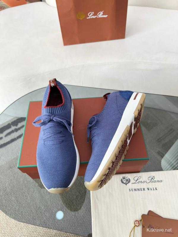 2024 Men Le Parmentier Blue Wool Knit Sneakers MJ00330