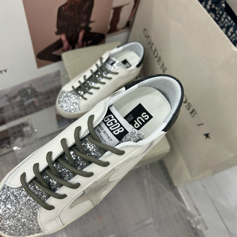 2025 Women GGDB White Silver Leather Sneakers MJ00260