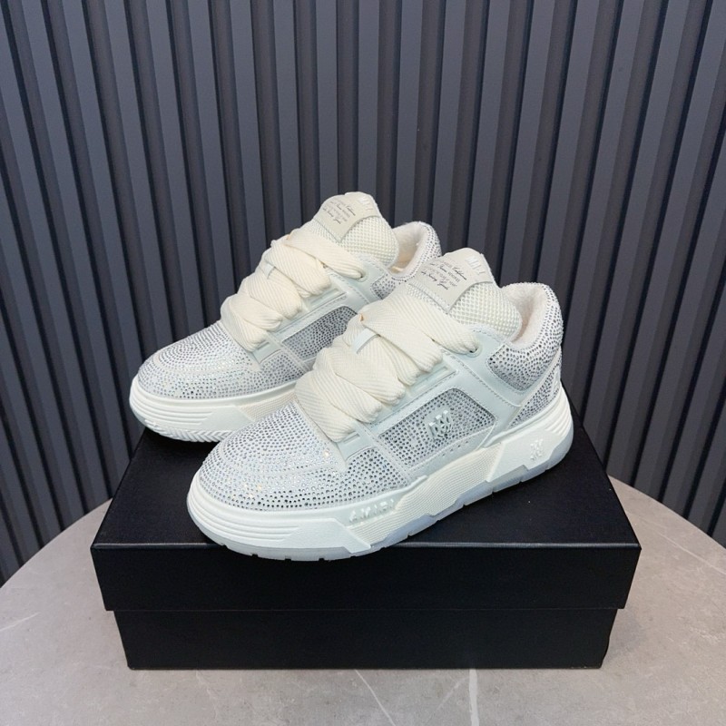 2024 Unisex Amiri White Mesh Leather Sneakers MJ00410