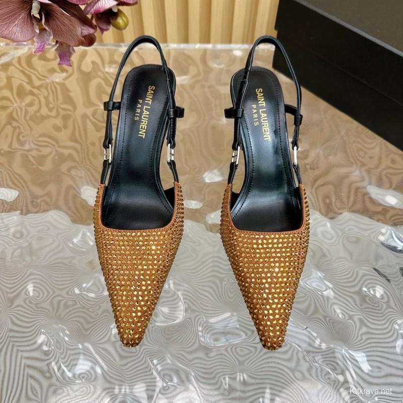 2024 Women Yves Saint Laurent Brown Leather High Heels