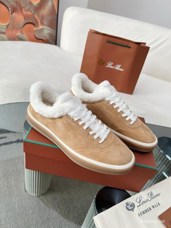 2024 Women LP Kummel Brown Suede Shearling Low-top Sneakers MJ00350