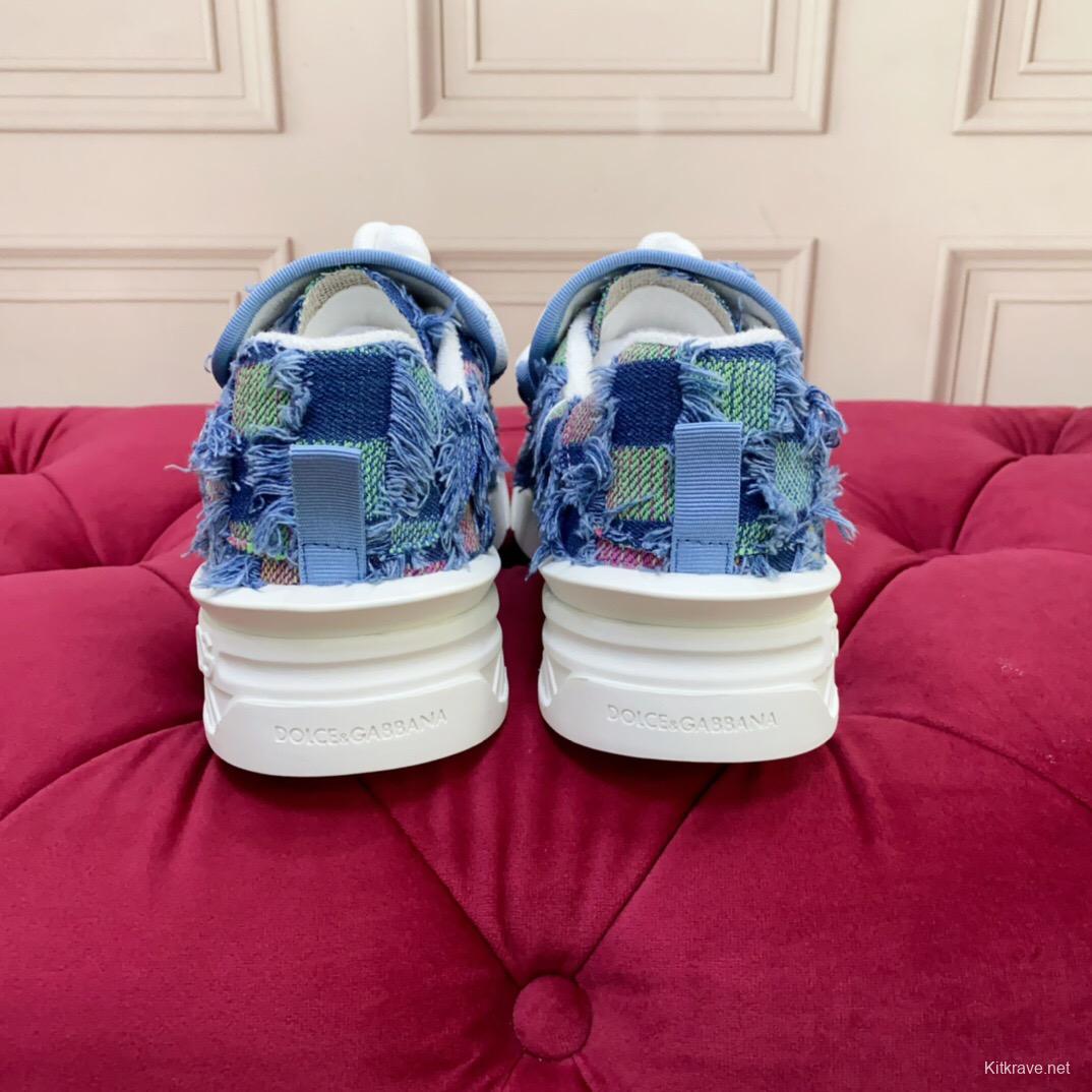 2025 Unisex Dolce & Gabbana Blue Green Denim Fabric Sneakers