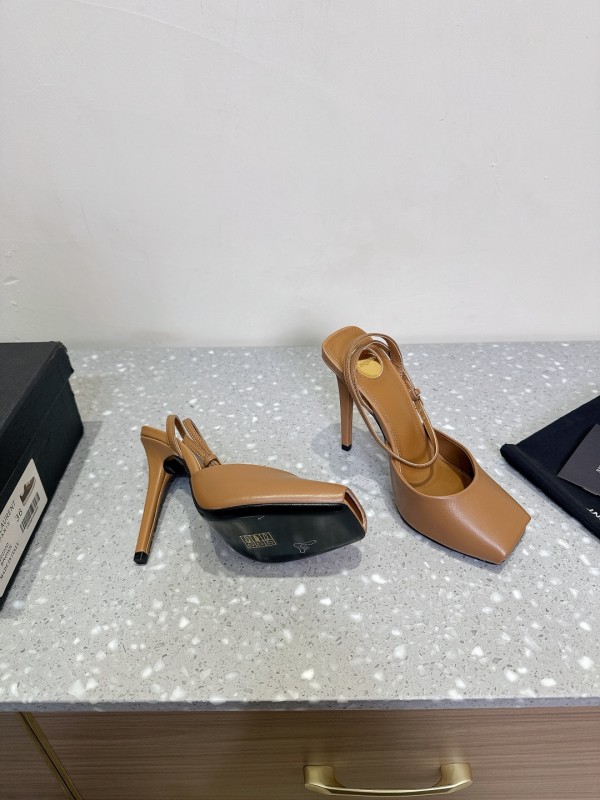 2025 Women SAINT LAURENT Brown Leather Slingback Pumps