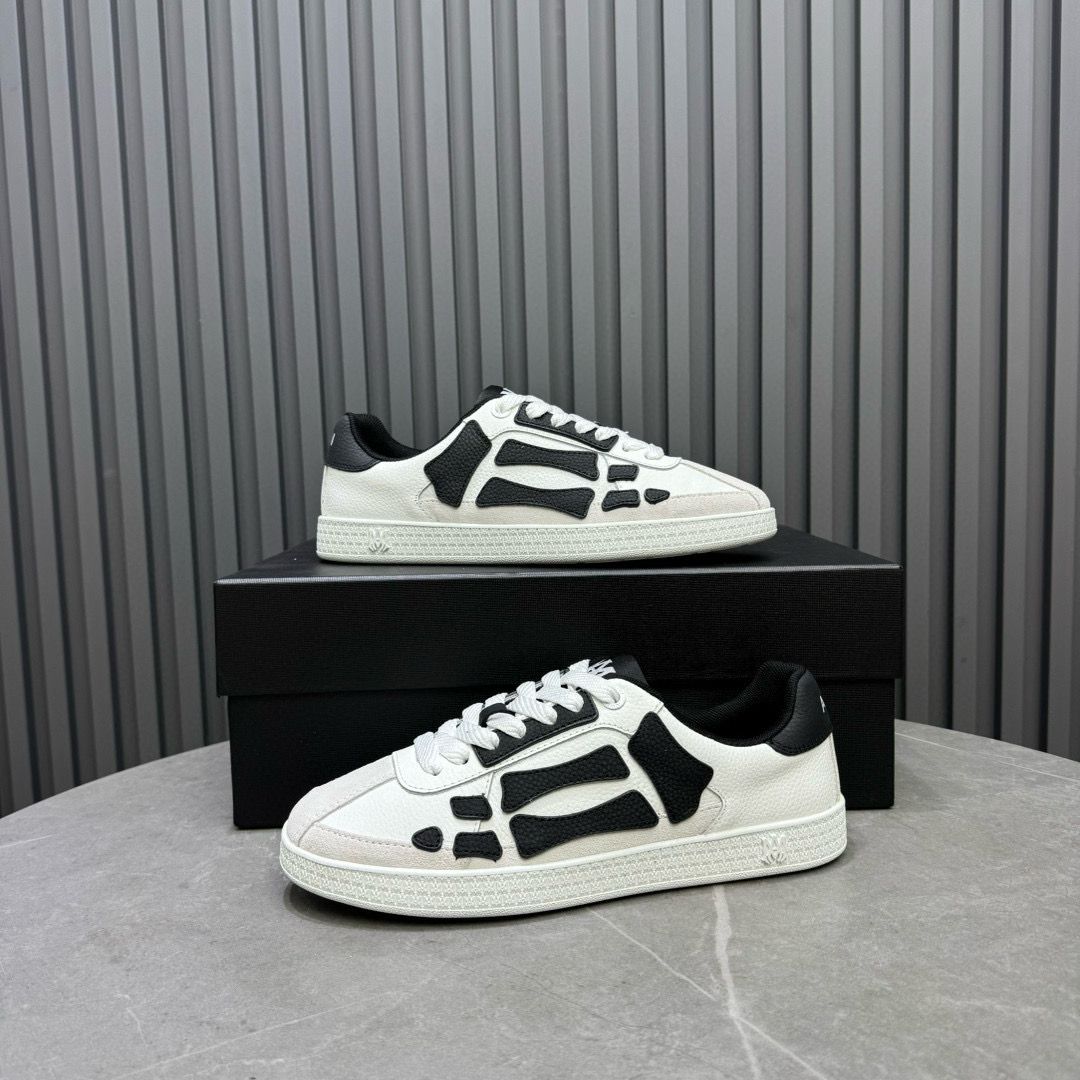 2024 Unisex Amiri White Black Leather Sneakers MJ00300