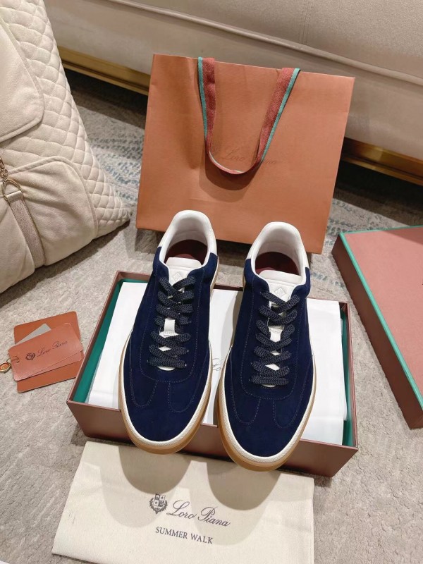 2025 Unisex Le Parmentier Navy White Suede Leather Sneakers LY00320(F)/LY00330(M)
